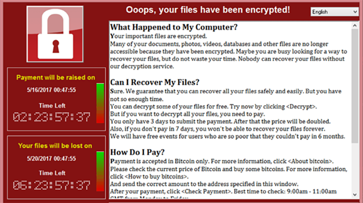 Wannacry screen